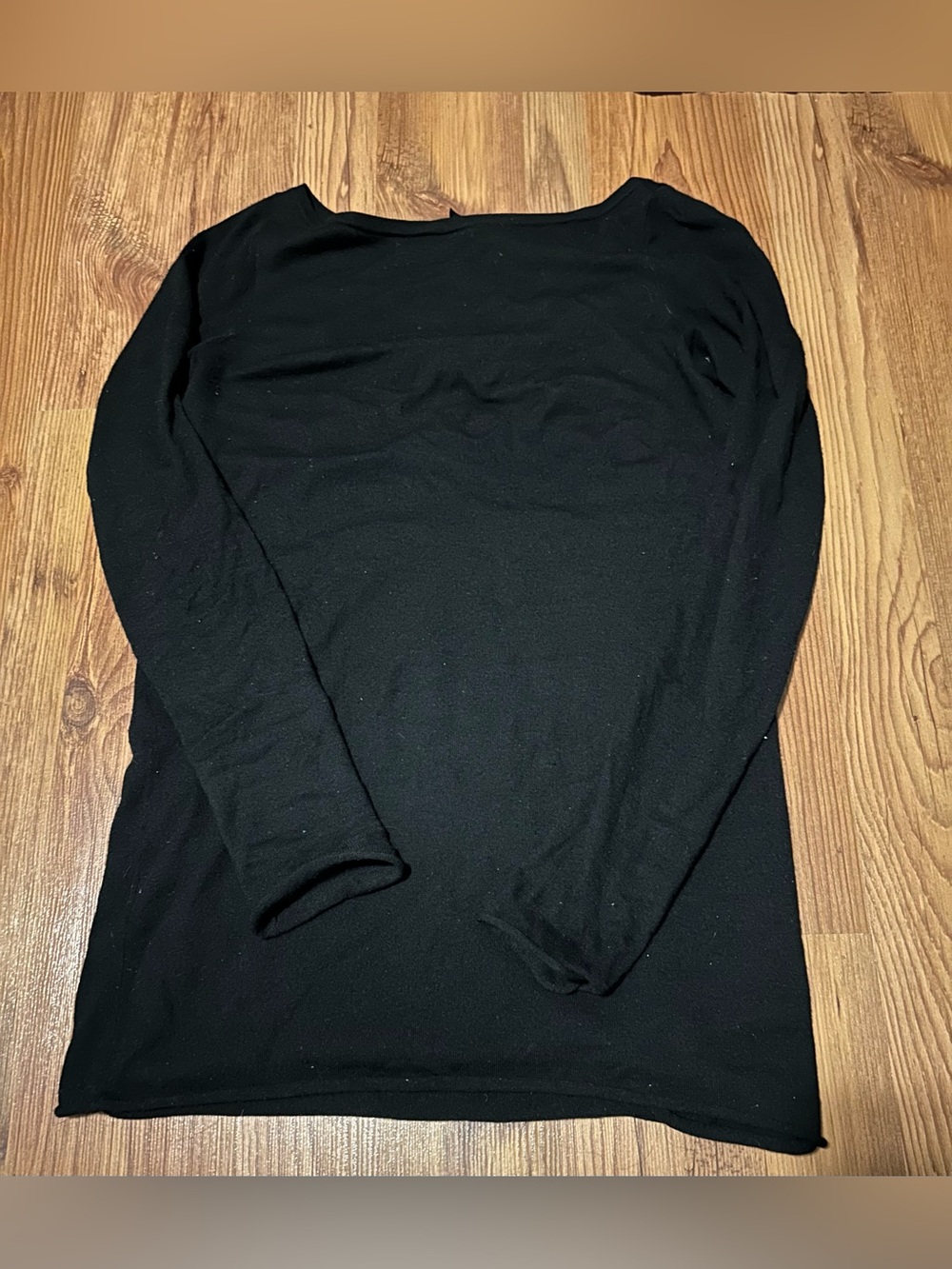 Donna Karan Black Long Sleeve Boatneck Top